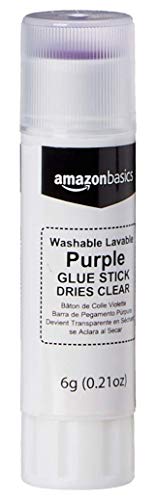 Amazon Basics Purple Washable School Glue Sticks,...