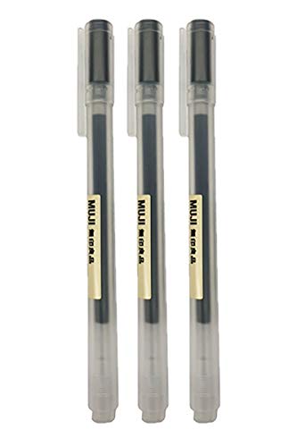Muji Gel Ink Ball Point Pen, Black, 0.5mm, Pack of...