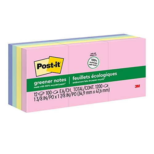 Post-it Greener Pop-up Notes, 1.5x2 in, 12 Pads,...