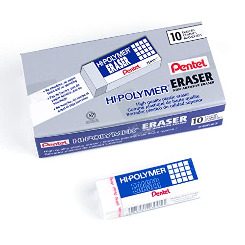 Pentel Hi-Polymer Block Eraser, Large, White, Pack...