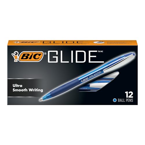 BIC Glide Blue Retractable Ballpoint Pens, Medium...