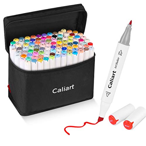 Caliart Alcohol Based Markers, 100 Colors Dual Tip...