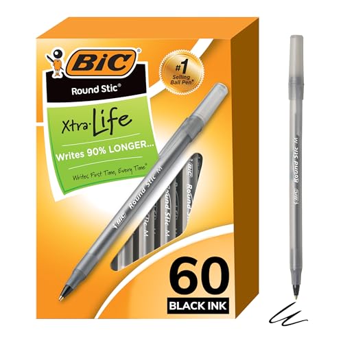BIC Round Stic Xtra Life Ballpoint Pens, Medium...