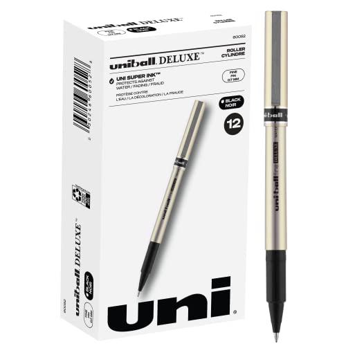 Uniball Deluxe Rollerball Pen, 12 Black Pens,...