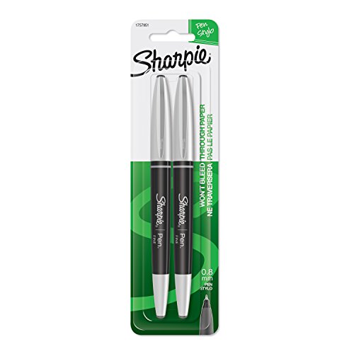 SHARPIE Grip Pens, Fine Point (0.8mm), Black, 2...
