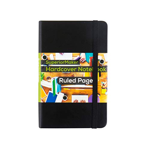 Small Pocket Notebook, Black Leather Bound,...