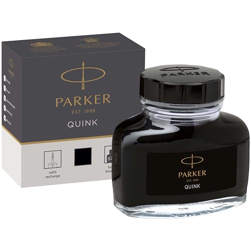 Parker Fountain Pen Ink Bottle, Black QUINK Ink,...