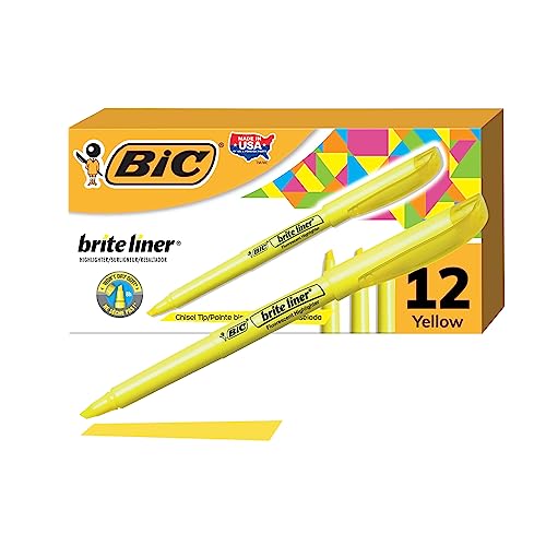 BIC Brite Liner Highlighters, Chisel Tip, 12-Count...