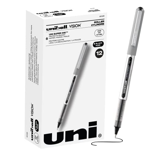 Uniball Vision Rollerball Pens, Black Pens Pack of...