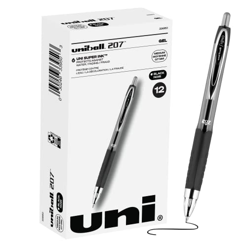 Black Retractable Gel Pens 12 Pack with Medium...