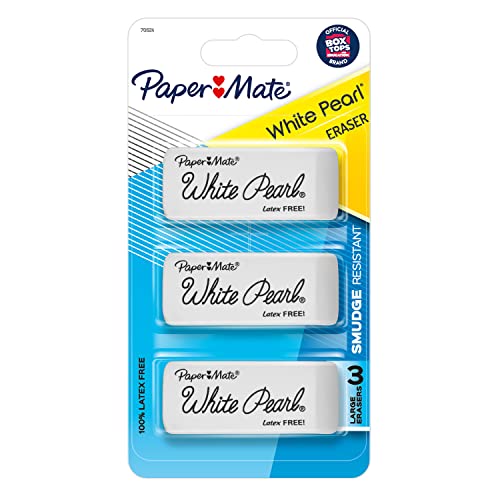 Paper Mate 70624 White Pearl Erasers, Large, 3...