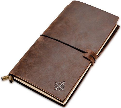 WANDERINGS Leather Travelers Notebook - 8.5x4.5in...