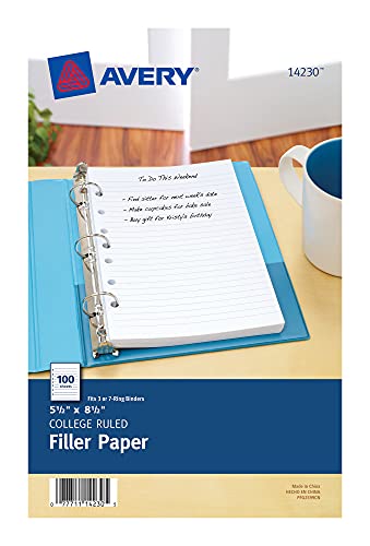 Avery Mini Binder Filler Paper for 3 Ring Binders...