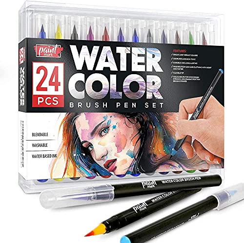Paint Mark Water Color Brush Pen Set, 24 Water...