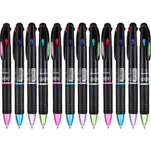 JOVITEC 12 Pcs Multicolor Ballpoint Pens 4 in 1...