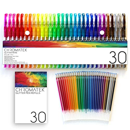 CHROMATEK Glitter Pens 60 Set Best Colors. 200%...