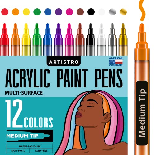 ARTISTRO 12 Acrylic Paint Pens for Fabric, Canvas,...