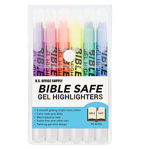 U.S. Office Supply Bible Safe Gel Highlighters, 6...
