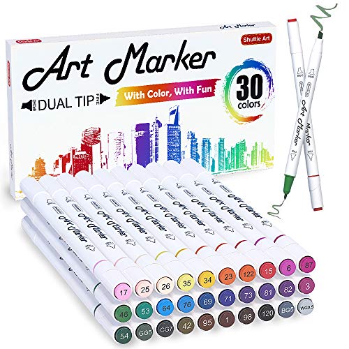 Shuttle Art 30 Colors Dual Tip Art Markers...