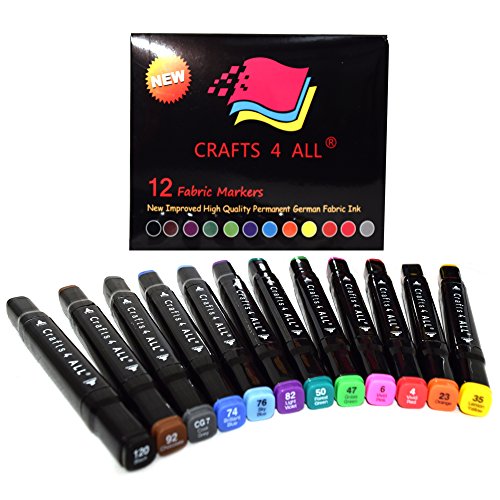 Crafts 4 All Fabric Markers Pens Permanent 12 Pack...