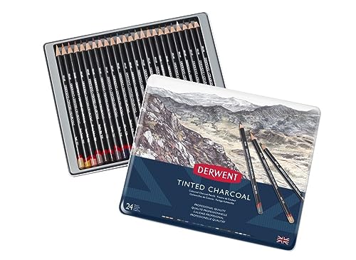 Derwent Tinted Charcoal Pencils, 4mm Core, Metal...