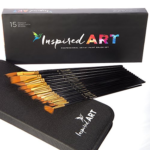 Paint Brush Set of 15 Art Brushes for Acrylic...