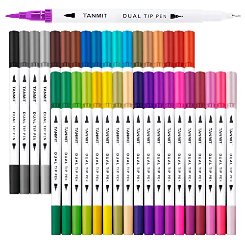 Dual Brush Marker Pens for Coloring Books, Tanmit...