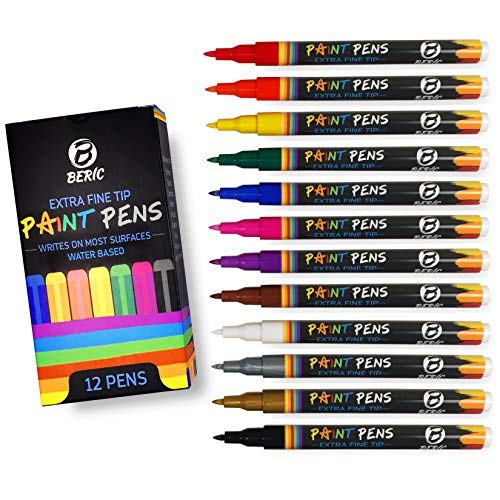 Beric Premium Paint Markers 12 pack, Water-based,...