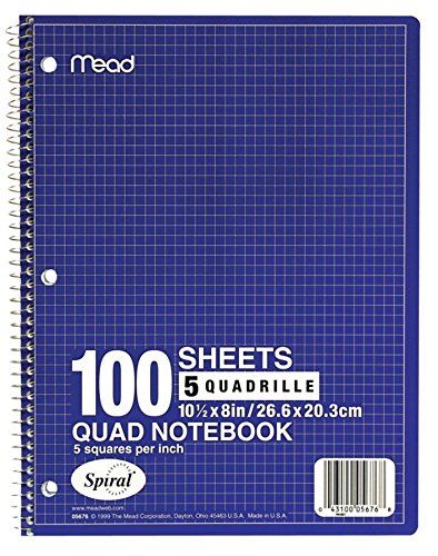 Mead Spiral Notebook, 1-Subject, Graph Ruled...