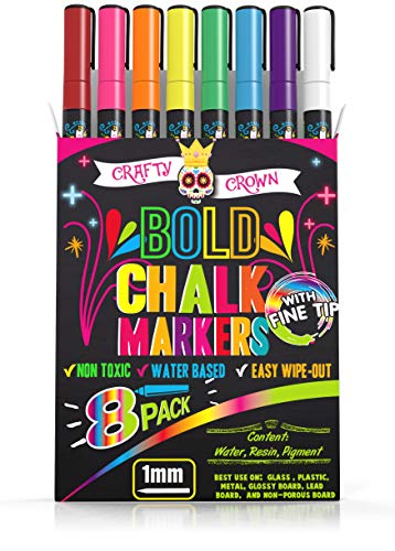Chalk Markers Fine Tip - Bold Color Dry Erase...