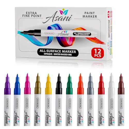 Asani Paint Pens Acrylic Markers Set (12-Color)...