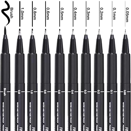qianshan Precision Micro-Line Pens Set of 10 Black...