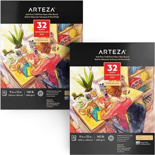 ARTEZA Watercolor Paper, Pack of 2, 32 Sheets...