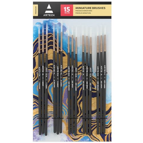 ARTEZA Detail Paint Brushes, Set of 15, Fine...