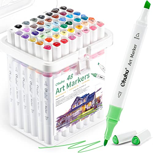 Ohuhu Markers, 48-color Art Marker Set for...