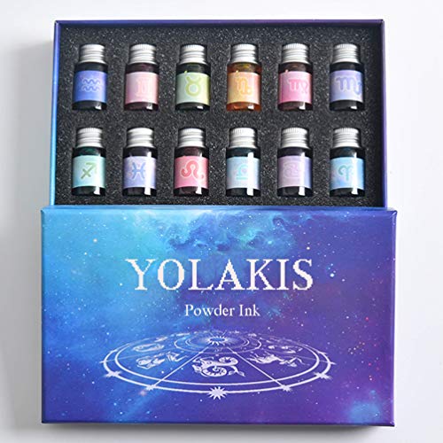 YOLAKIS Calligraphy Pen Ink, 12 Color Drawing Ink...