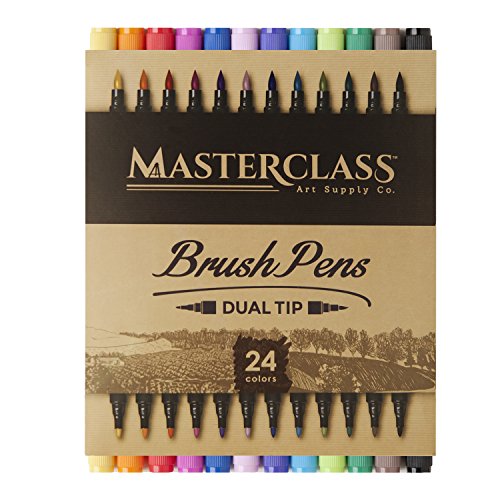Masterclass Premium Dual Tip Brush Markers, 24...