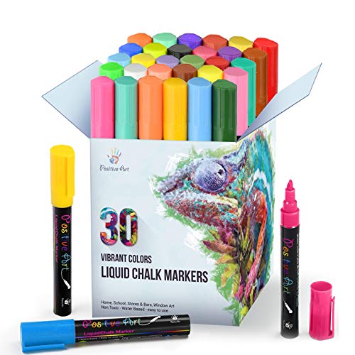 Positive Art Liquid Chalk Markers 30 Colors Window...