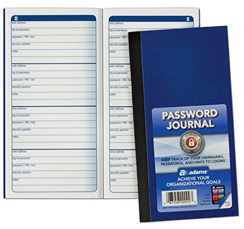 Adams Password Journal, 6.25 x 3.25 Inches, Pack...
