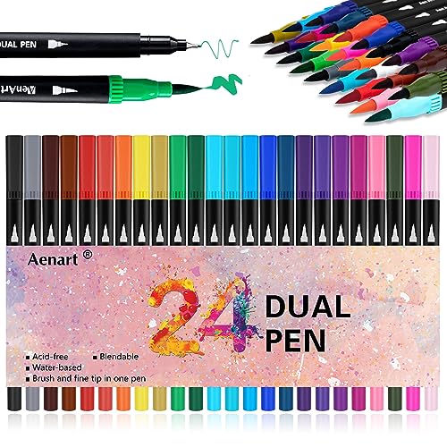 Dual Brush Markers for Adult Coloring Books, 24...