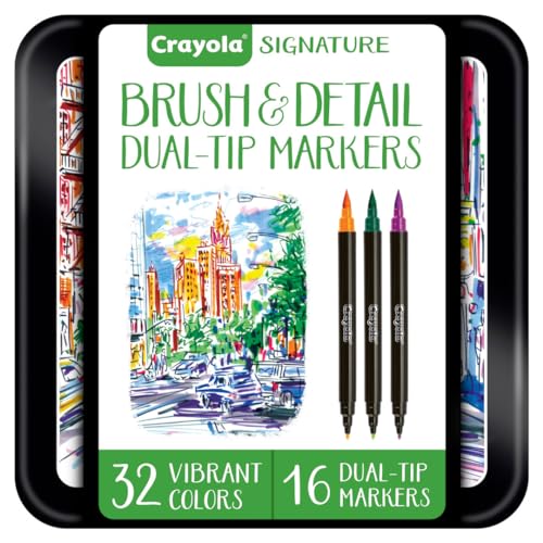 Crayola Brush & Detail Dual Tip Marker Set, 16...