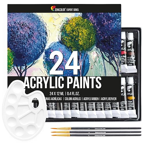 Zenacolor Acrylic Paint Set 24 Tubes Tubes of 0.4...
