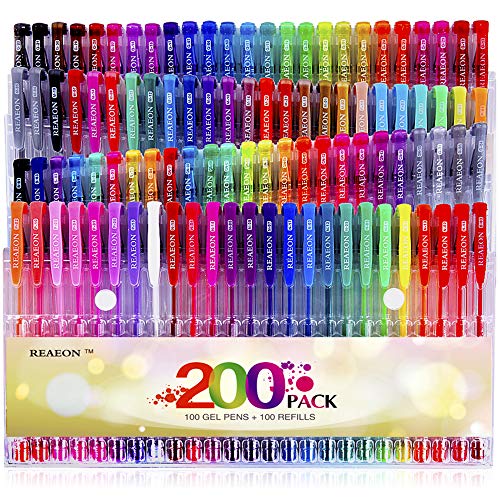Gel Pens, Reaeon 200 Pack Pen with Case for Adult...