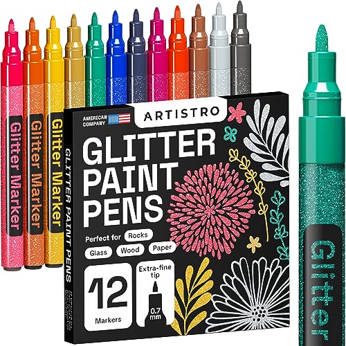 Glitter Paint Pens for Rock Painting, Stone,...