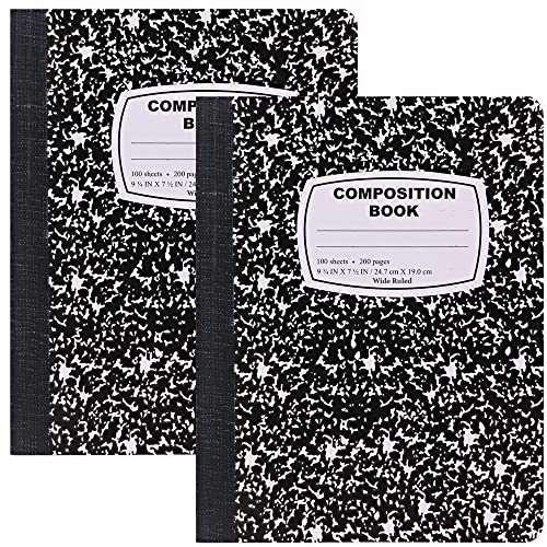 Emraw Marble Composition Notebook Wide Ruled Black...