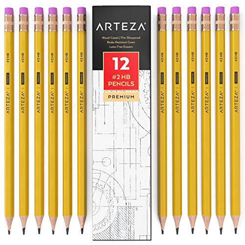 ARTEZA HB Pencils #2, Pack of 12, Wood-Cased...